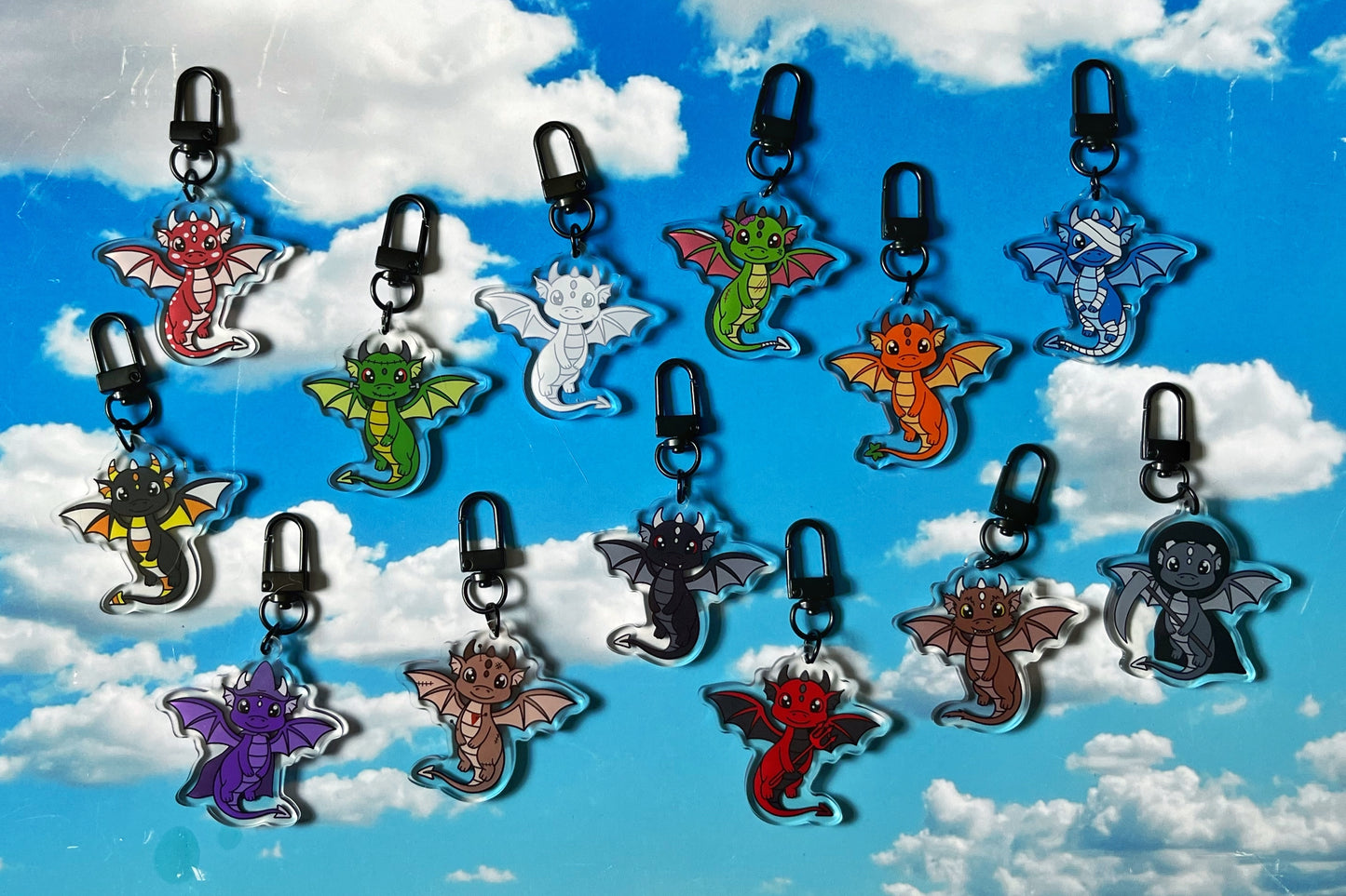 Halloween Dragon Acrylic Key Ring