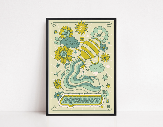 Groovy Green Astrology Art Print