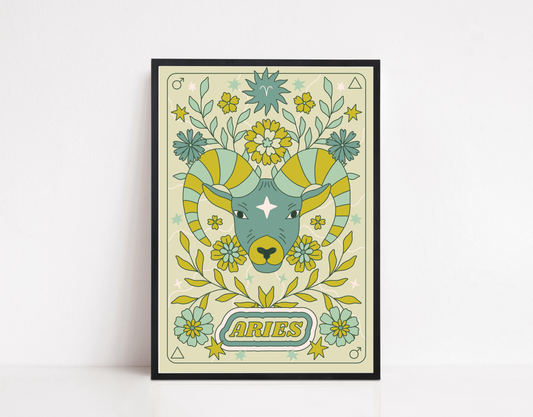 Groovy Green Astrology Art Print