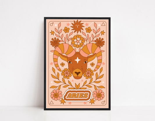 Groovy Pink Astrology Art Print