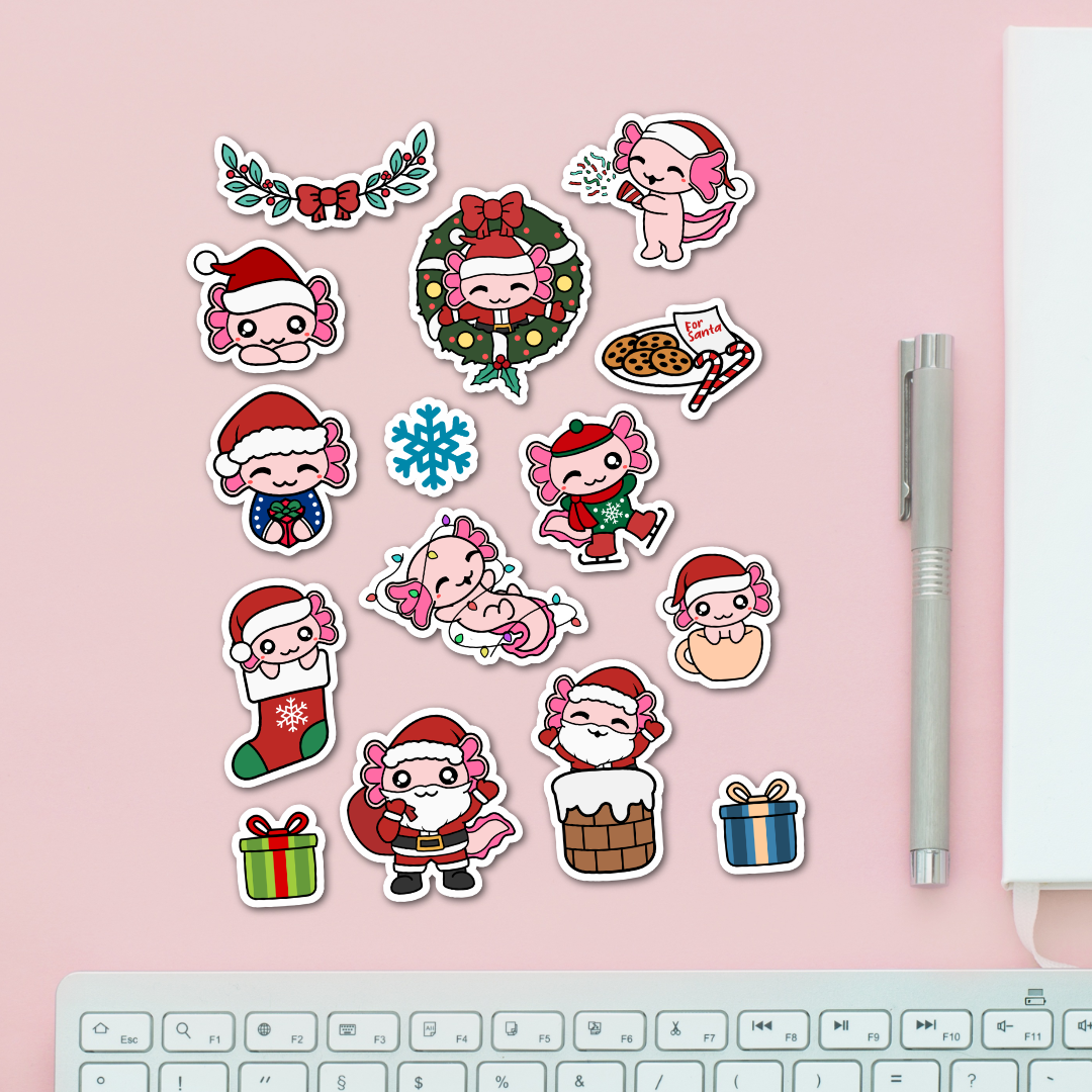 Christmas Axolotls Sticker Pack