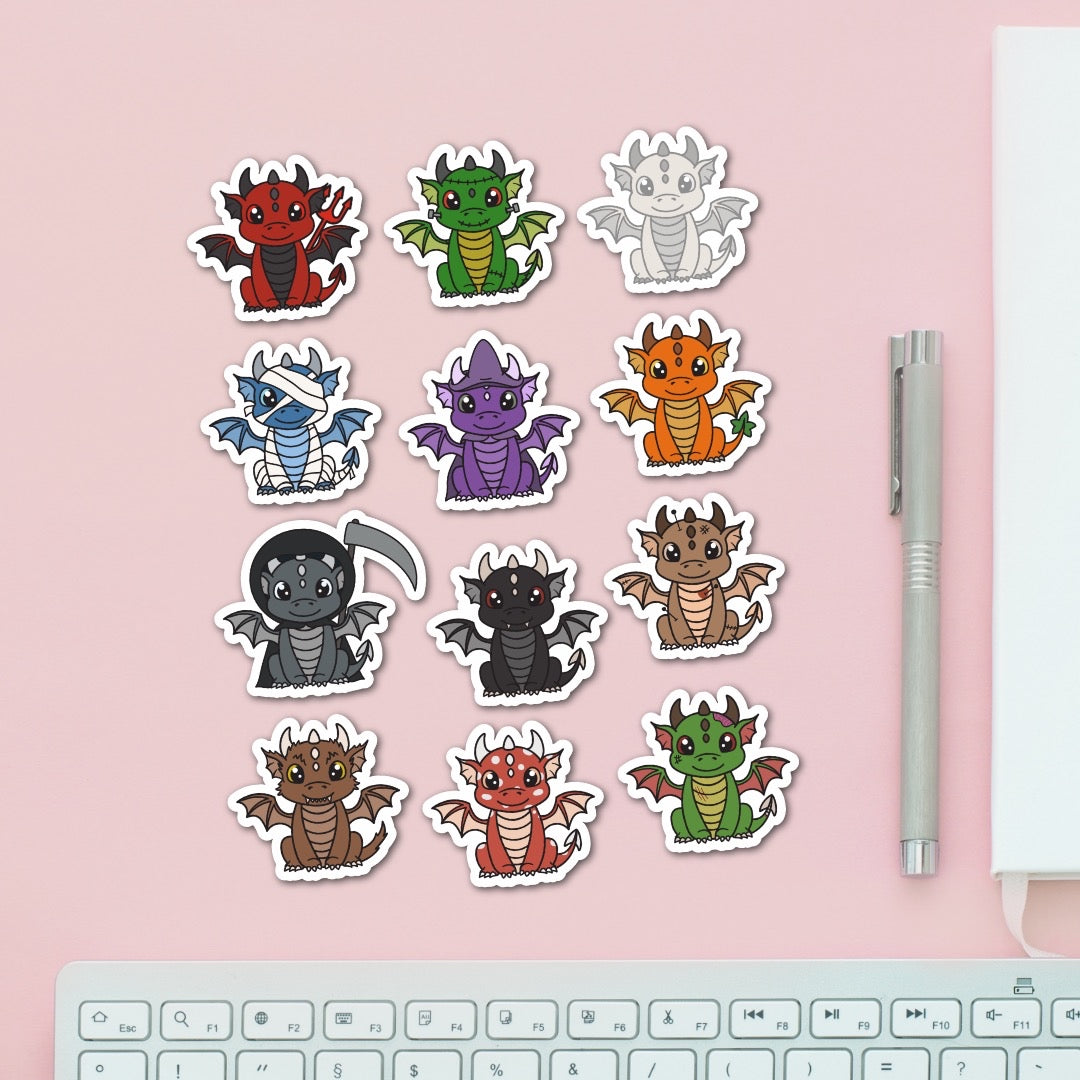 Halloween Dragon Character Sticker Pair