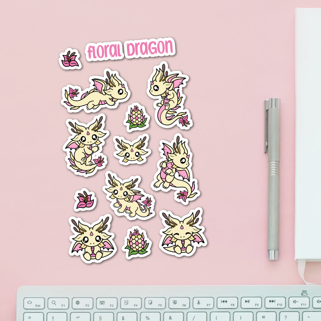 Floral Dragon Sticker Pack