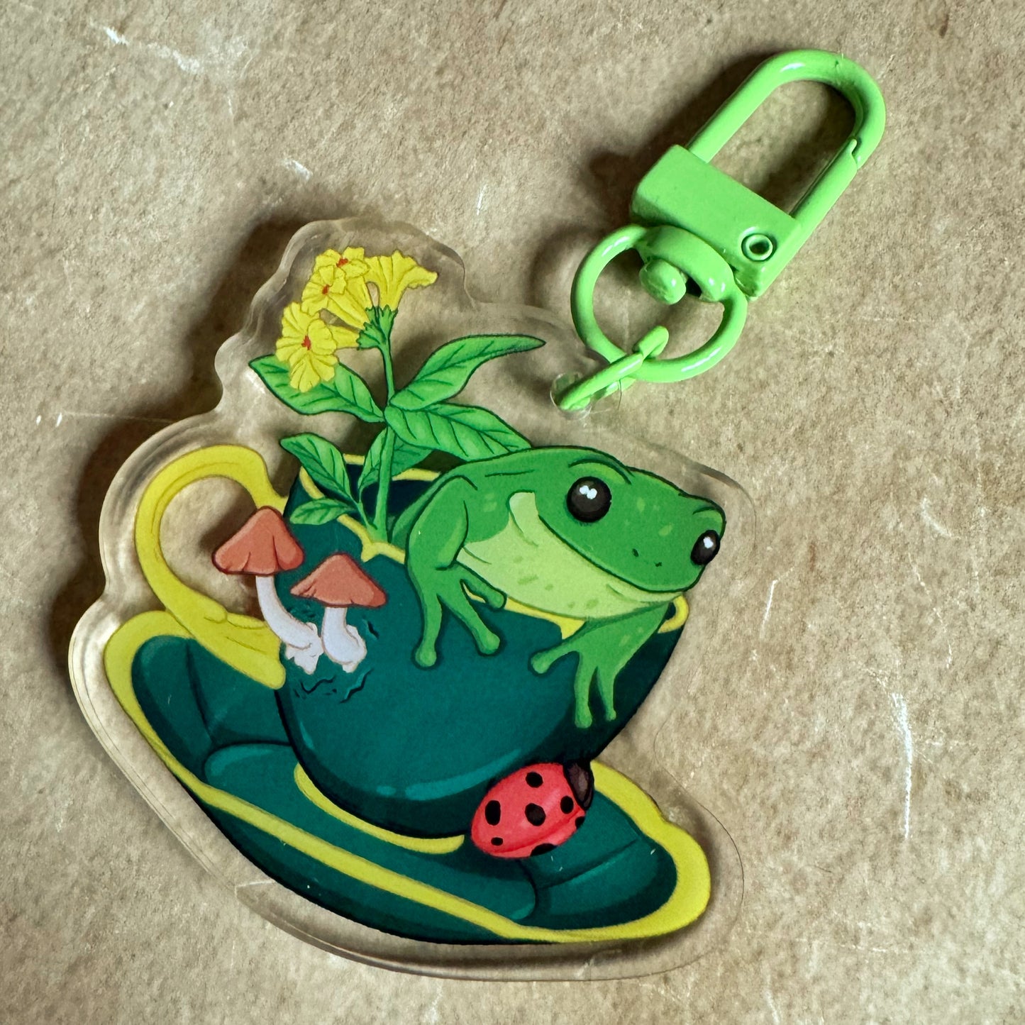 Tea Cup Frog Keyring