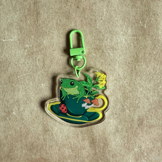 Tea Cup Frog Keyring