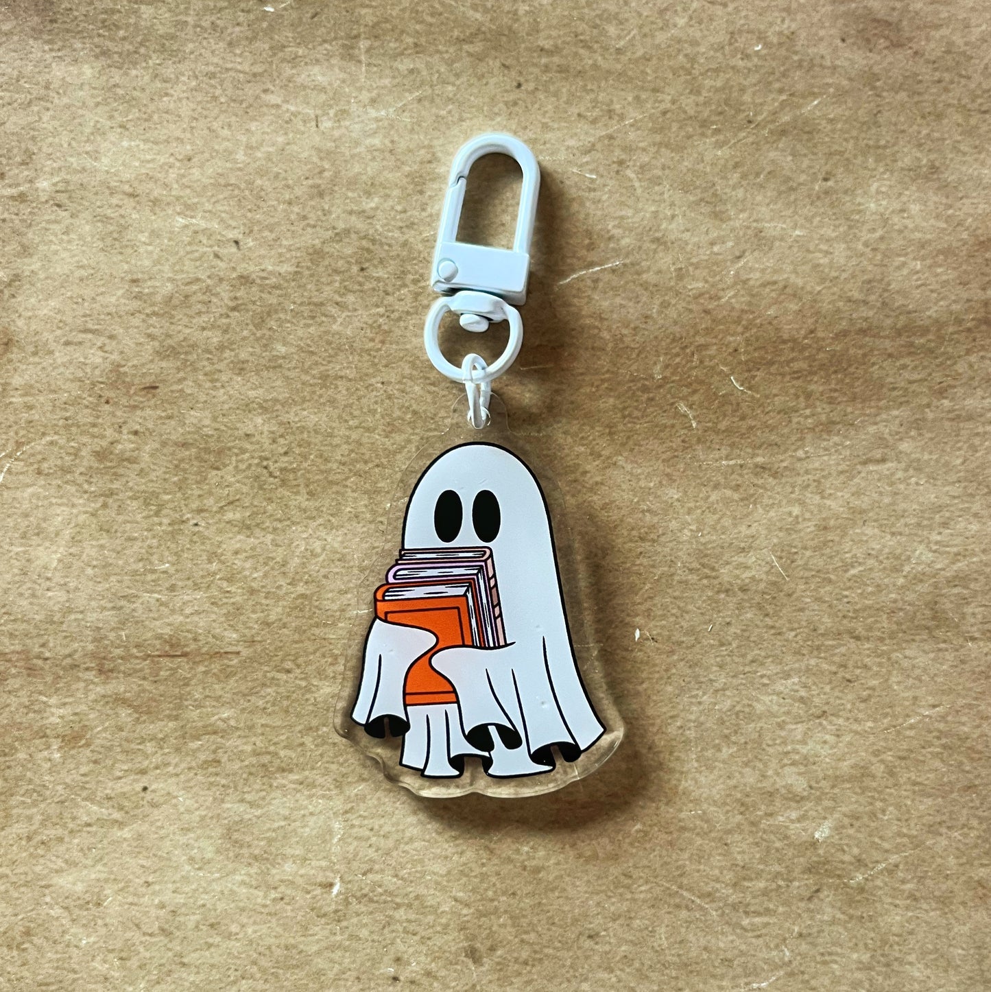 Ghost with Books Keyring