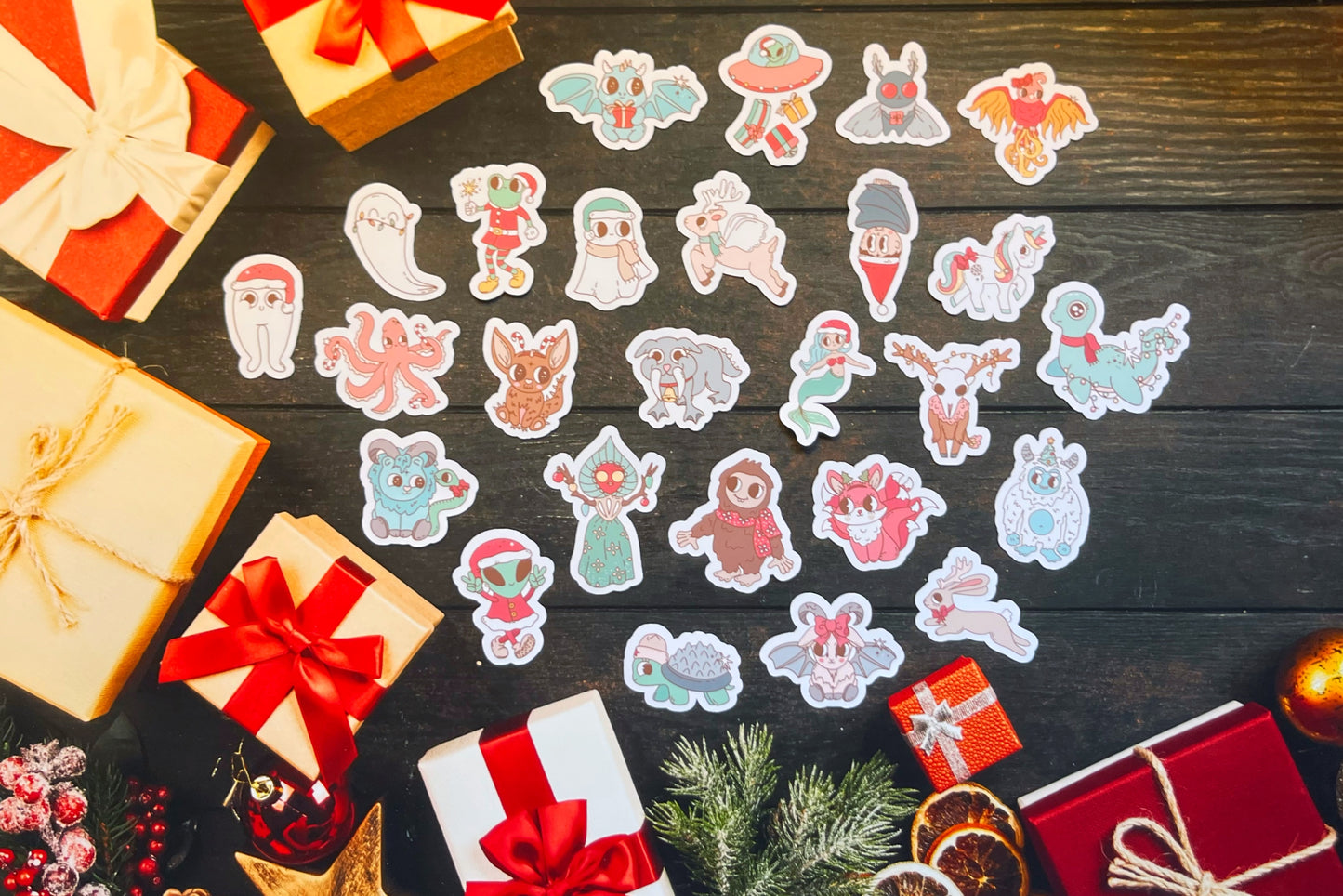 Christmas Cryptids Sticker Pack