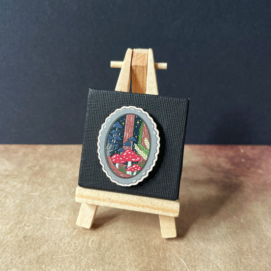 Mushroom Stamp Wooden Pin