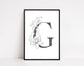 Personalised Illustrated Initial Print: Individual and Couple: Grey Floral