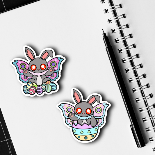 Easter Mothman/Mothbunny Sticker Pair