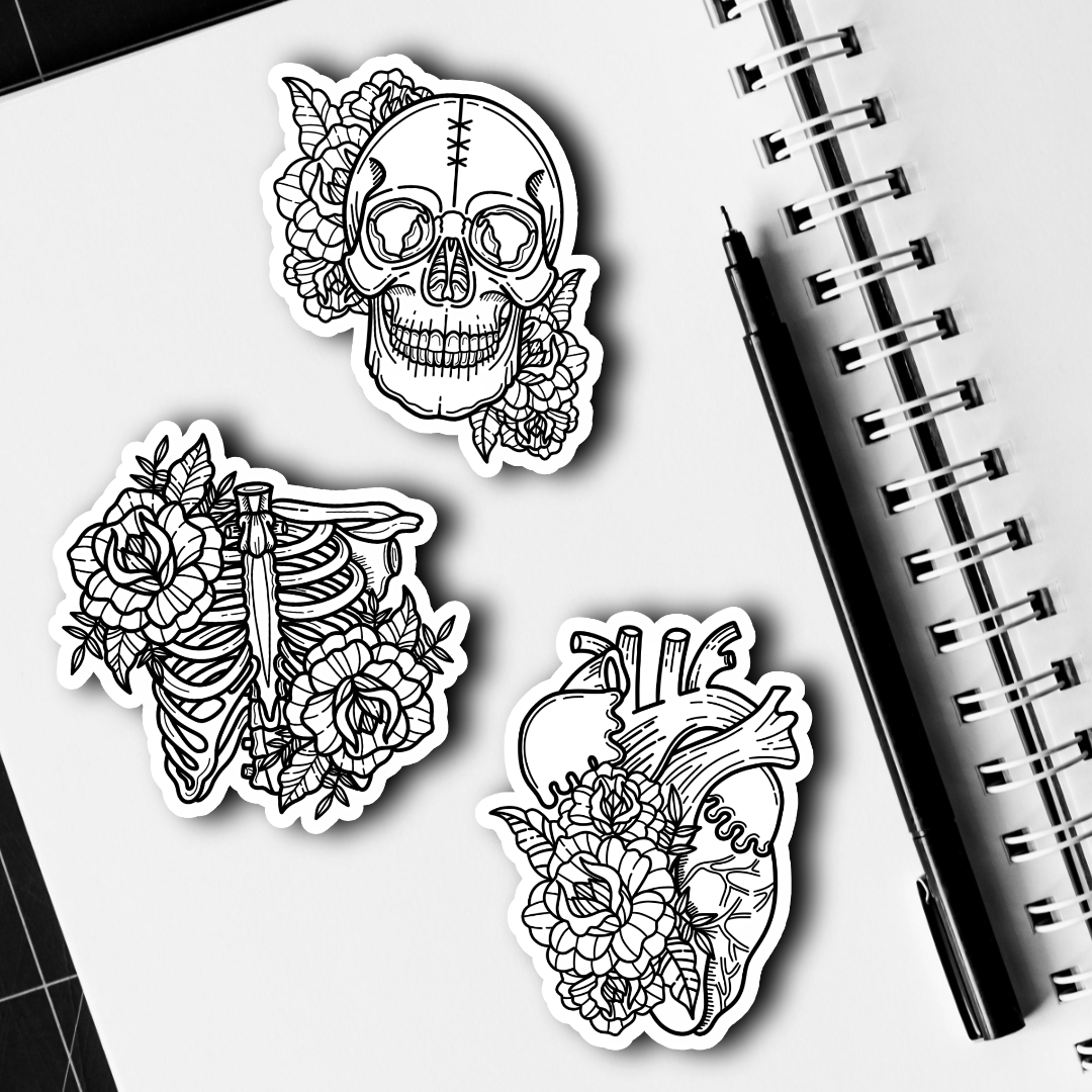 Floral Anatomy Stickers: Individual or Trio