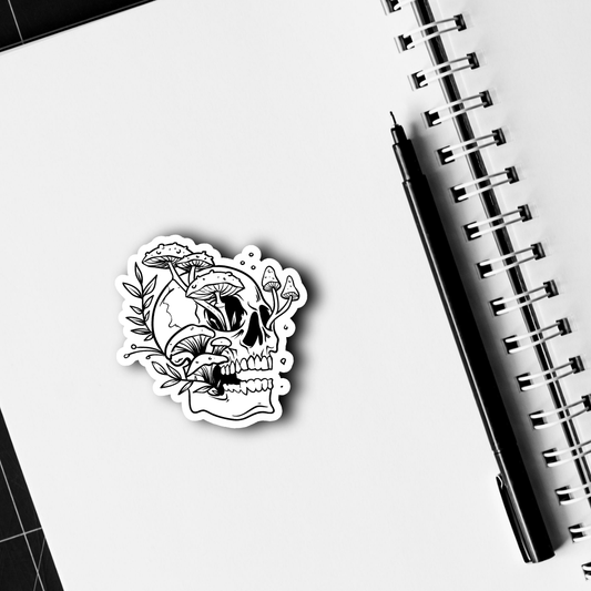 Skull with Mushrooms Sticker