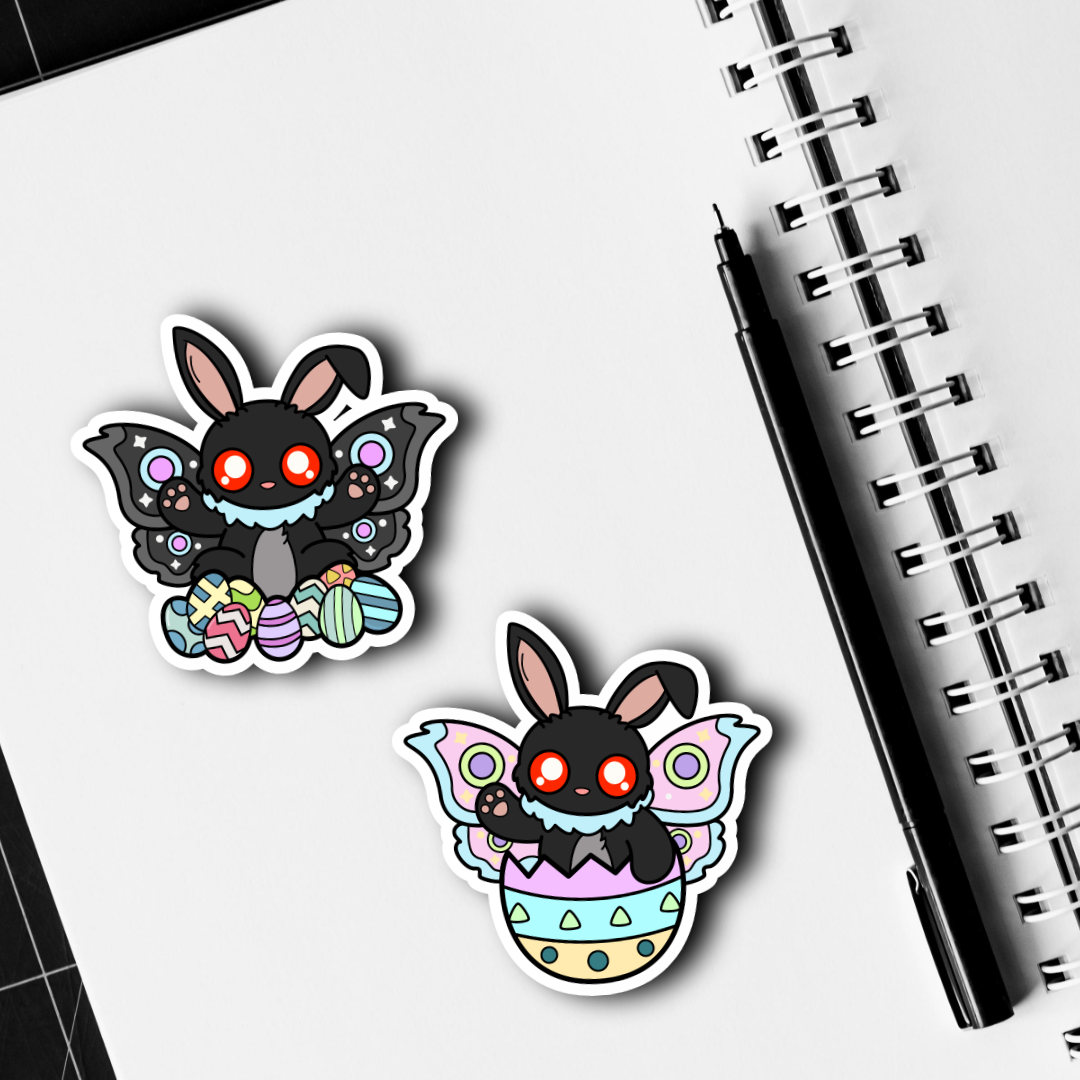 Easter Mothman/Mothbunny Sticker Pair