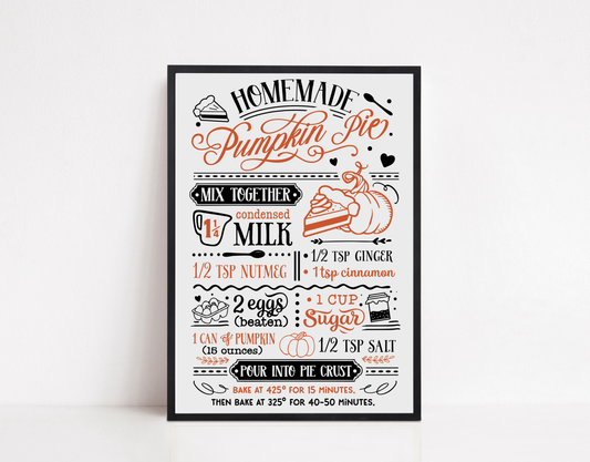 Pumpkin Pie Recipe Print