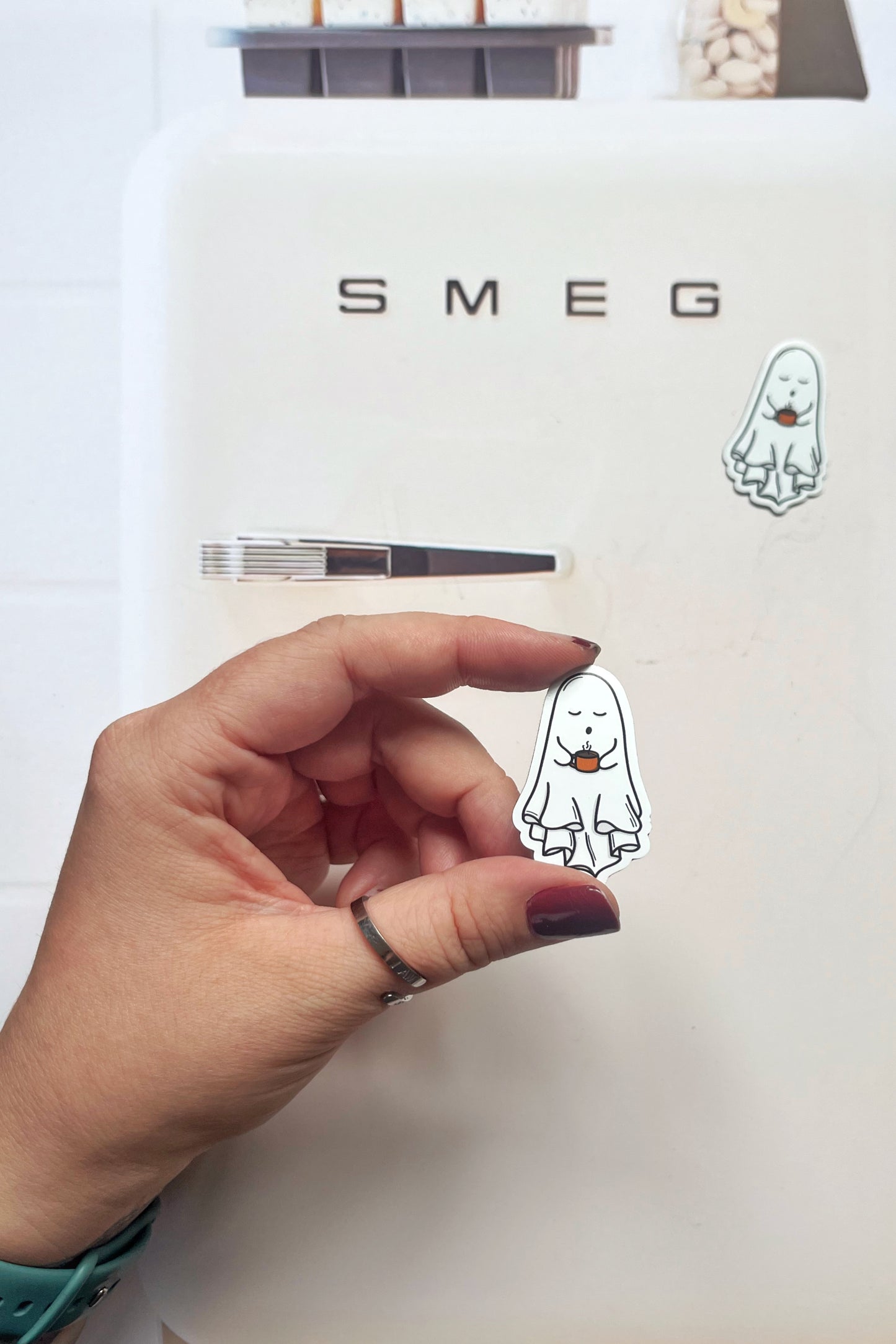 Mini Tired Coffee Ghost Magnet