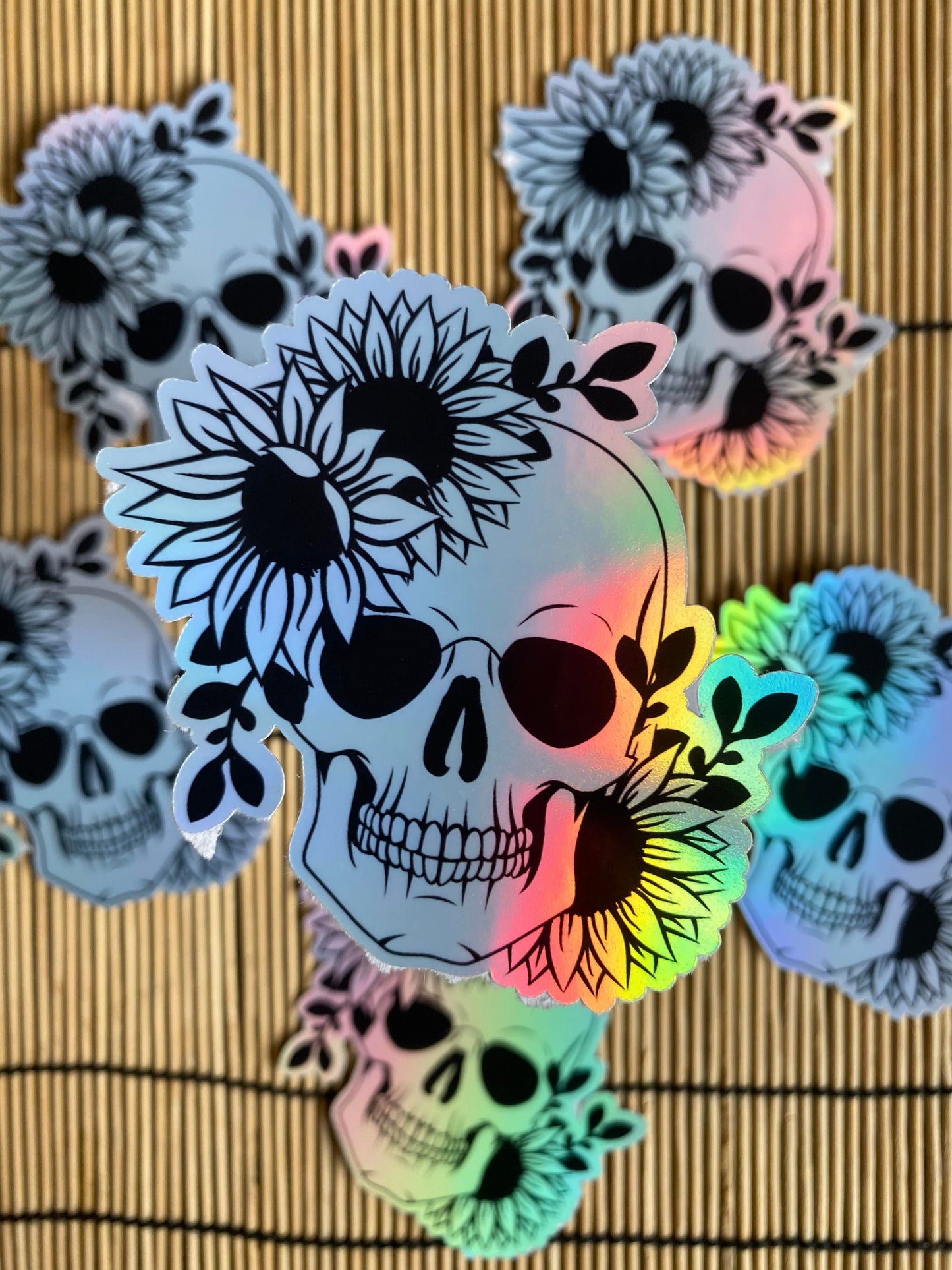 Sunflower Skull Sticker