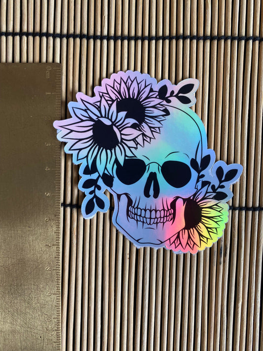 Sunflower Skull Sticker