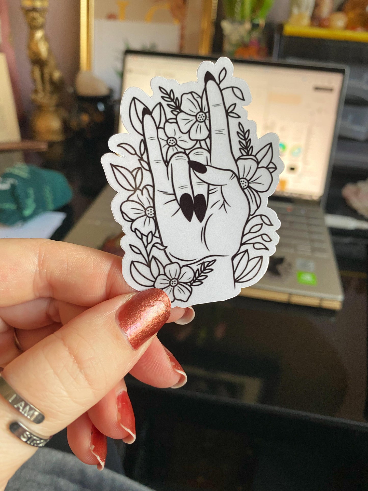 Floral Rock Hands Sticker