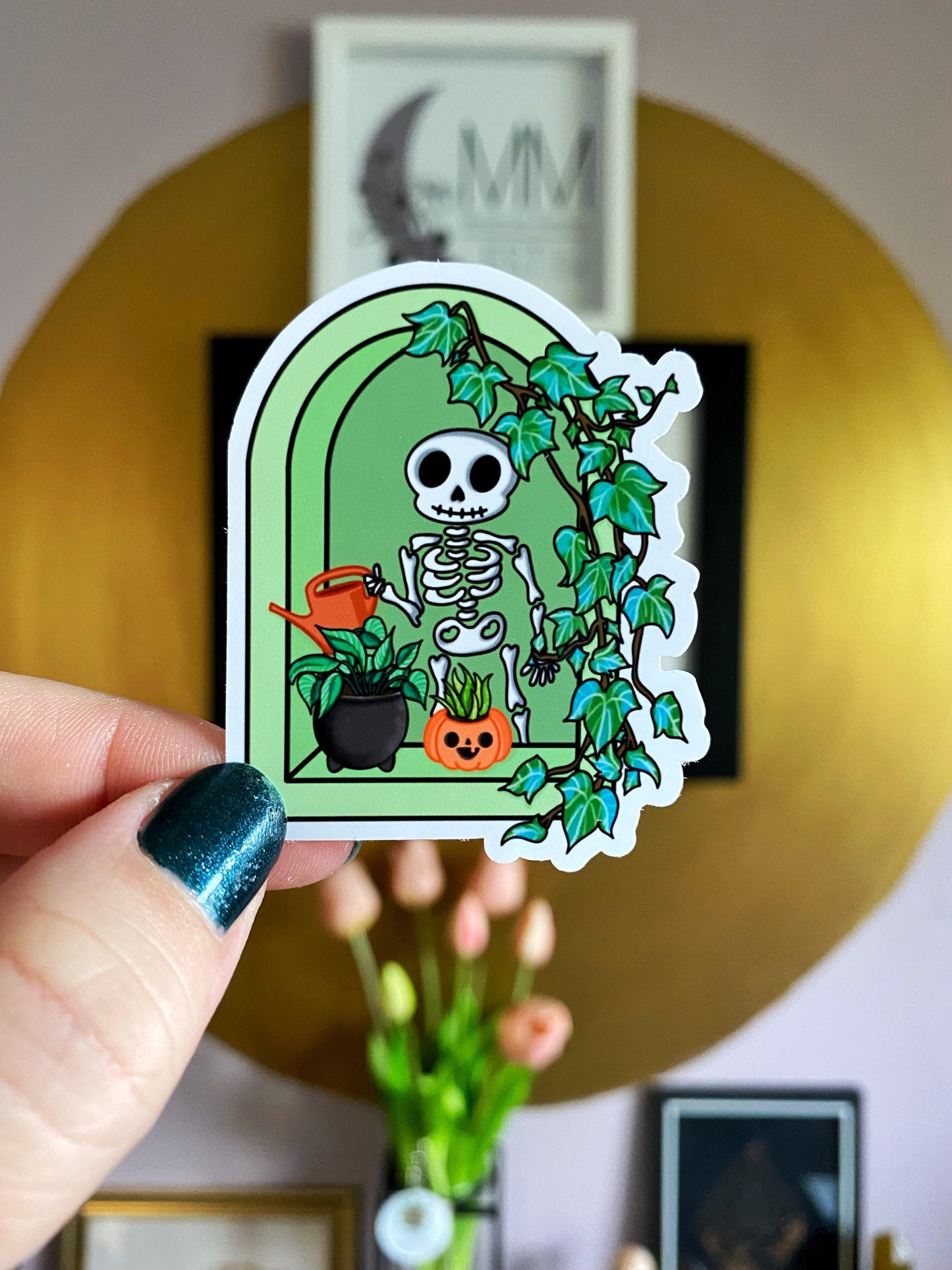 Plant Loving Skeleton Sticker