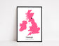 Personalised Map Print for Long Distance Relationships and Friendships