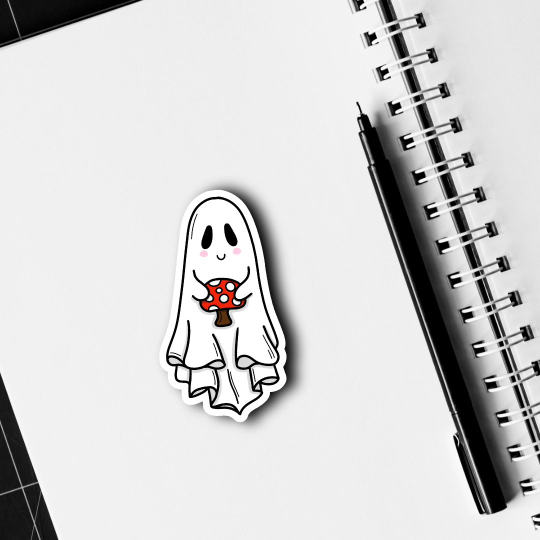 Mushroom, Pumpkin Balloon, Caffeine Ghost Sticker: Individual or Pack