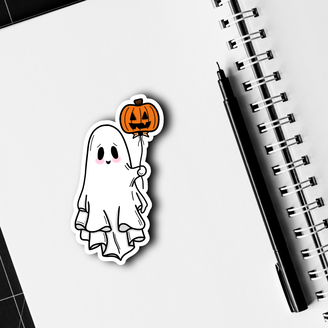 Mushroom, Pumpkin Balloon, Caffeine Ghost Sticker: Individual or Pack