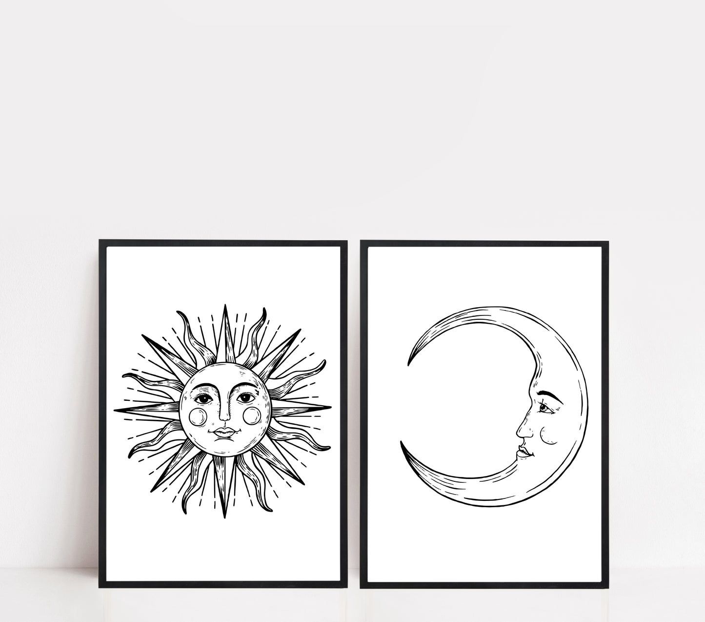 Sun and Moon Faces Print; Individual/Pair