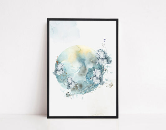 Watercolour Moon Print