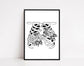 Floral Skull, Rib Cage, Heart Print; Individual/Set of 3