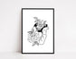 Floral Skull, Rib Cage, Heart Print; Individual/Set of 3