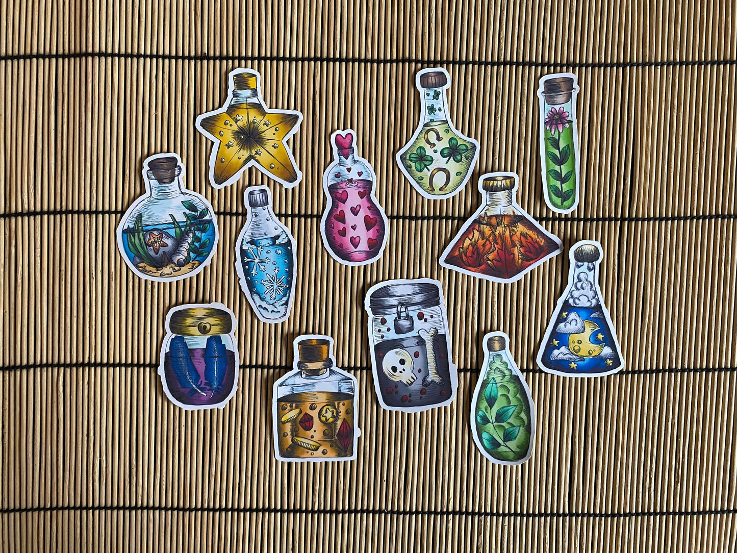 Potion Bottle Vinyl Sticker Pack; 12 Potions