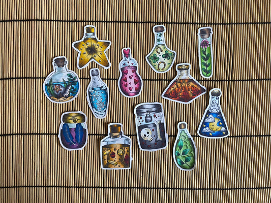 Potion Bottle Vinyl Sticker Pack; 12 Potions