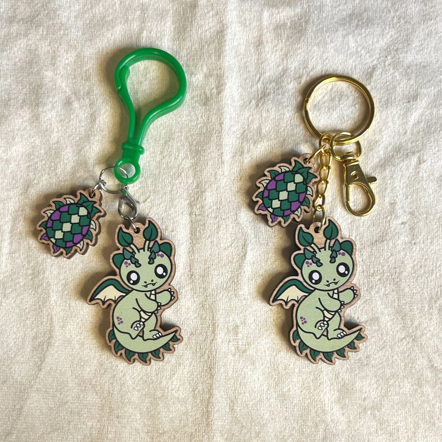 Kawaii Dragon Double Charmed Key Ring