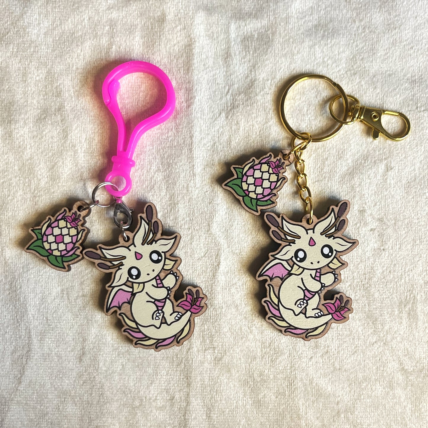 Kawaii Dragon Double Charmed Key Ring