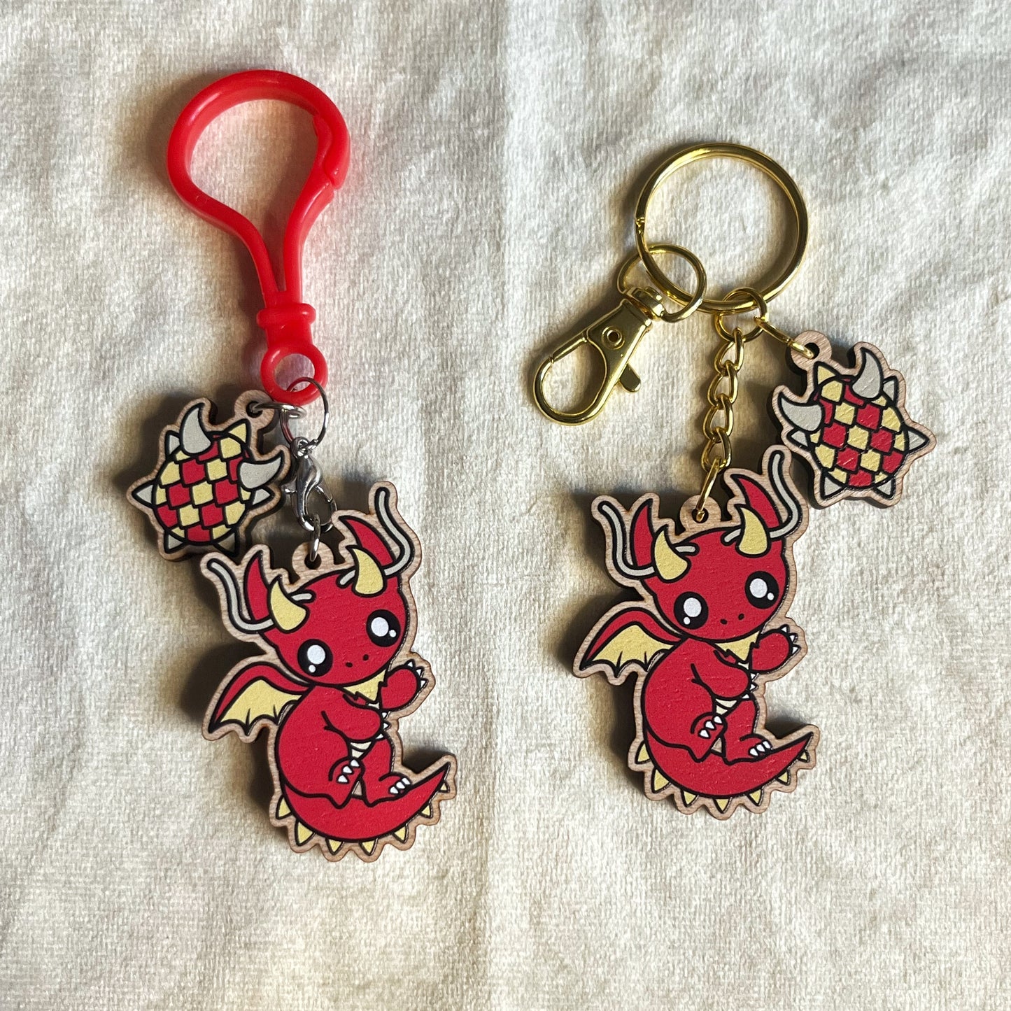 Kawaii Dragon Double Charmed Key Ring