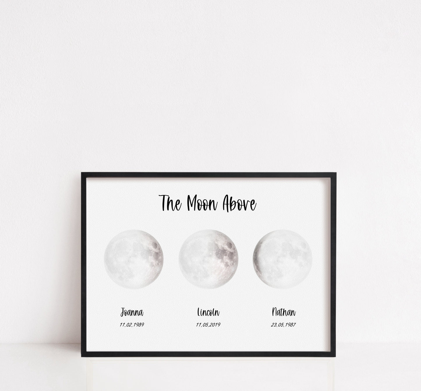 Personalised Multiple Moon Phase Print; Couples, siblings, families, friends