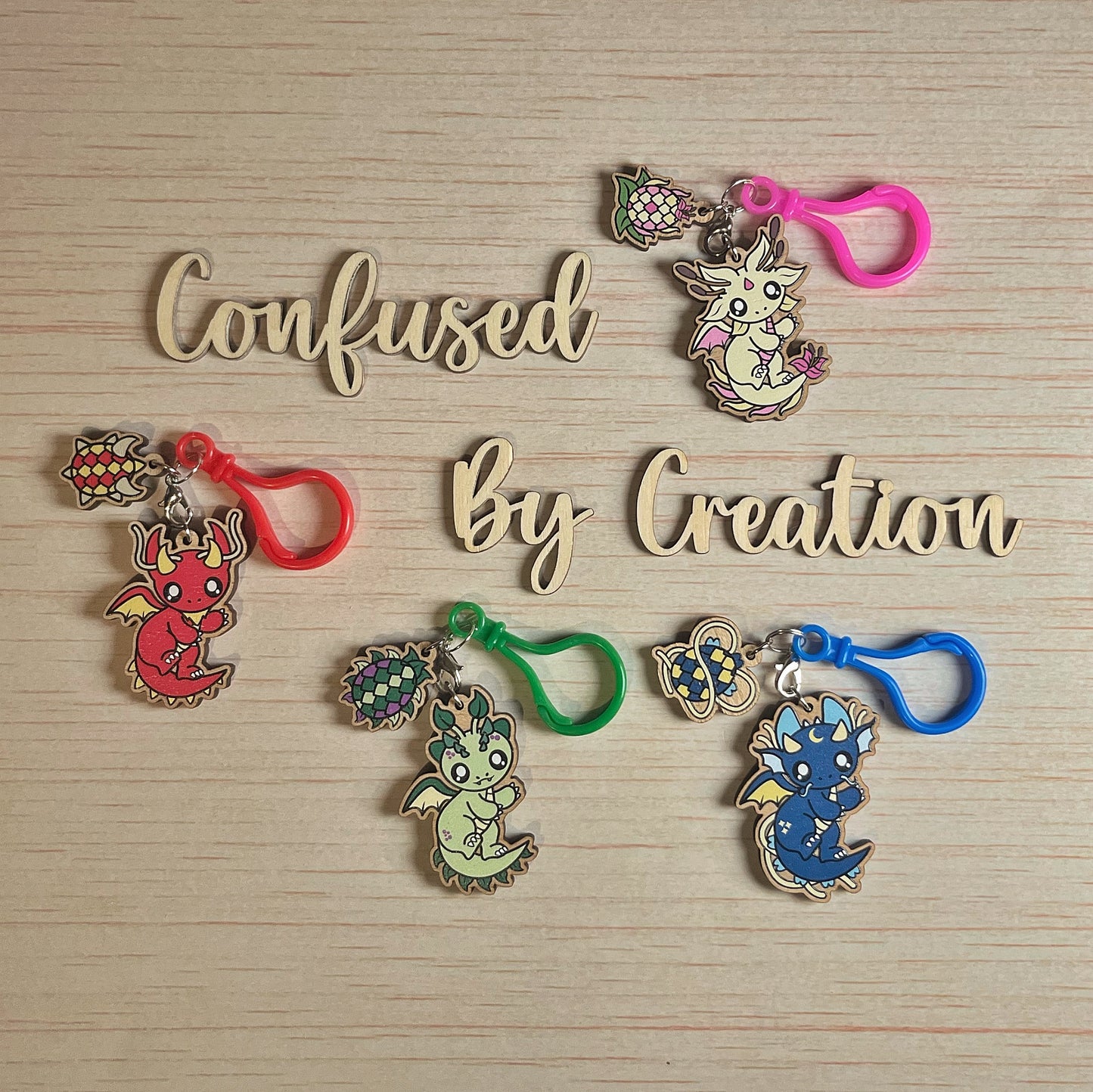 Kawaii Dragon Double Charmed Key Ring