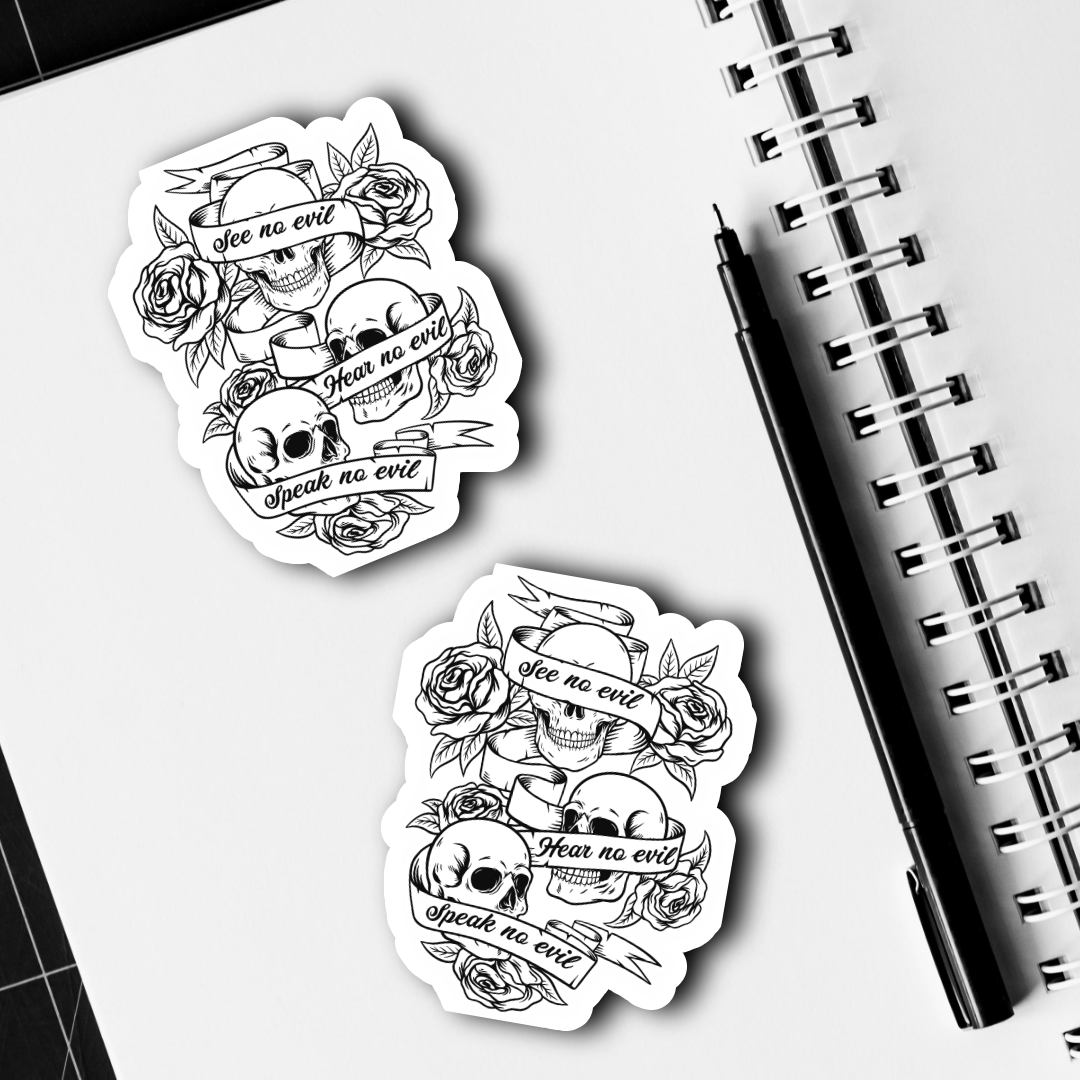 Three Wise Skulls Sticker